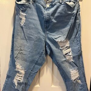 Men's Light Blue Distressed Jeans